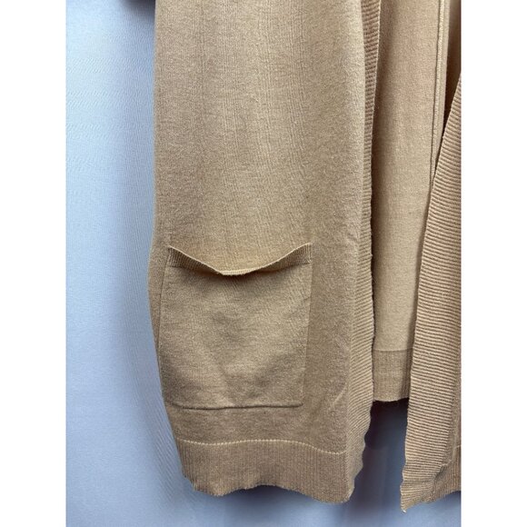 Women’s Chico’s Size 2XL Tan Short Sleeve Cardigan with Pockets - Picture 2 of 6